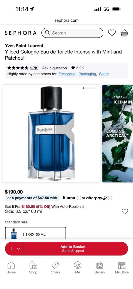 YSL Y Iced Cologne Eau de Toilette Intense 100ml - photo 2