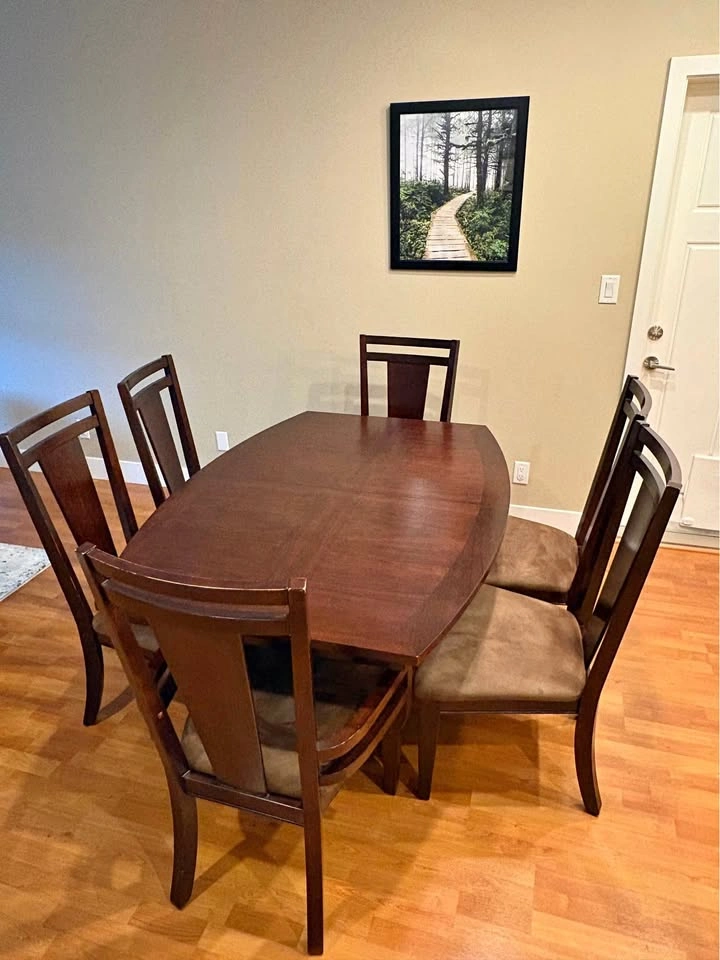 9-Piece Dark Wood Dining Set