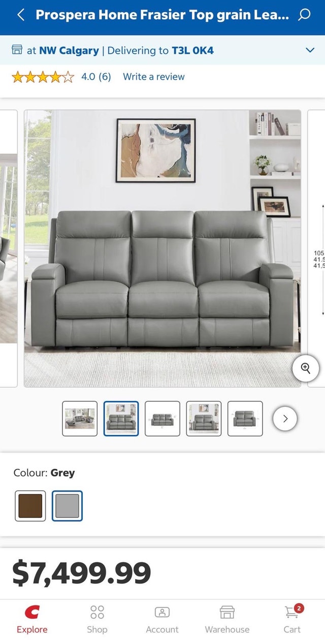 Costco Top Grain Leather Power Reclining Sofa & Loveseat