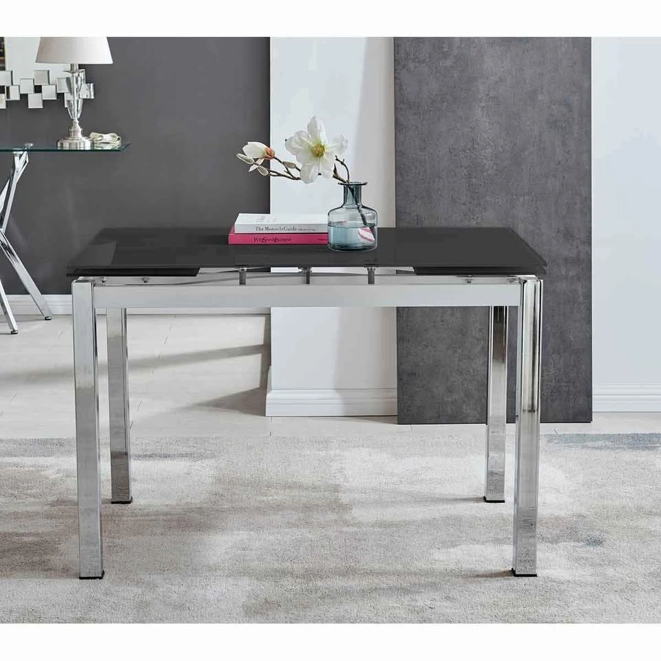 Furniture Box Enna Black Glass Extending Dining Table - photo 2