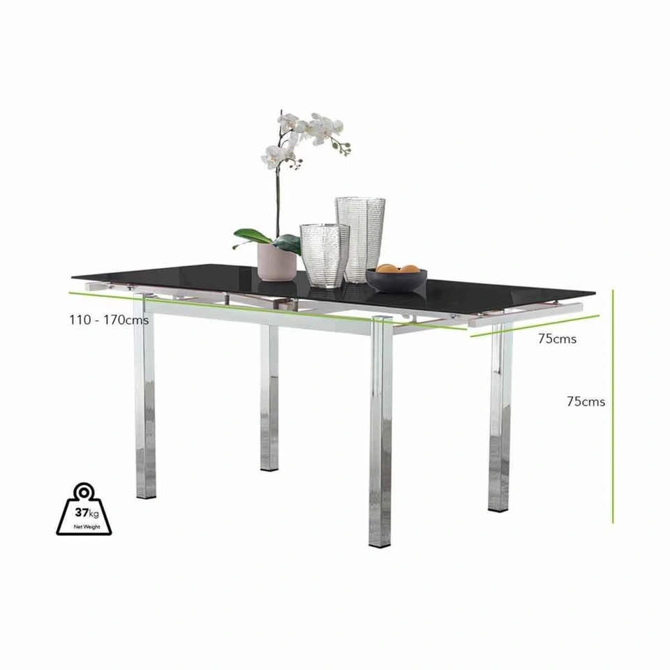 Furniture Box Enna Black Glass Extending Dining Table - photo 5