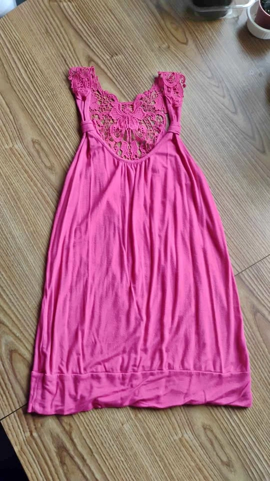 Blizz Girl Pink Racerback Tank Top w/ Crochet Lace Panel Back