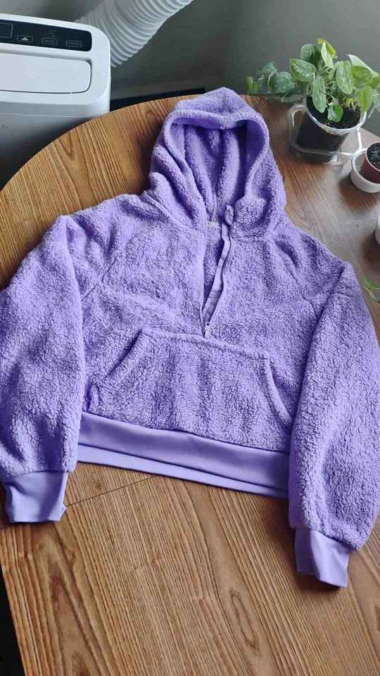 Athletic Works Cozy Purple Half-zip Hooded Sweatshirt size Mediu