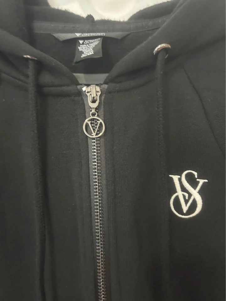Victoria's Secret On Point Black Cropped Half-Zip Hoodie S - photo 3