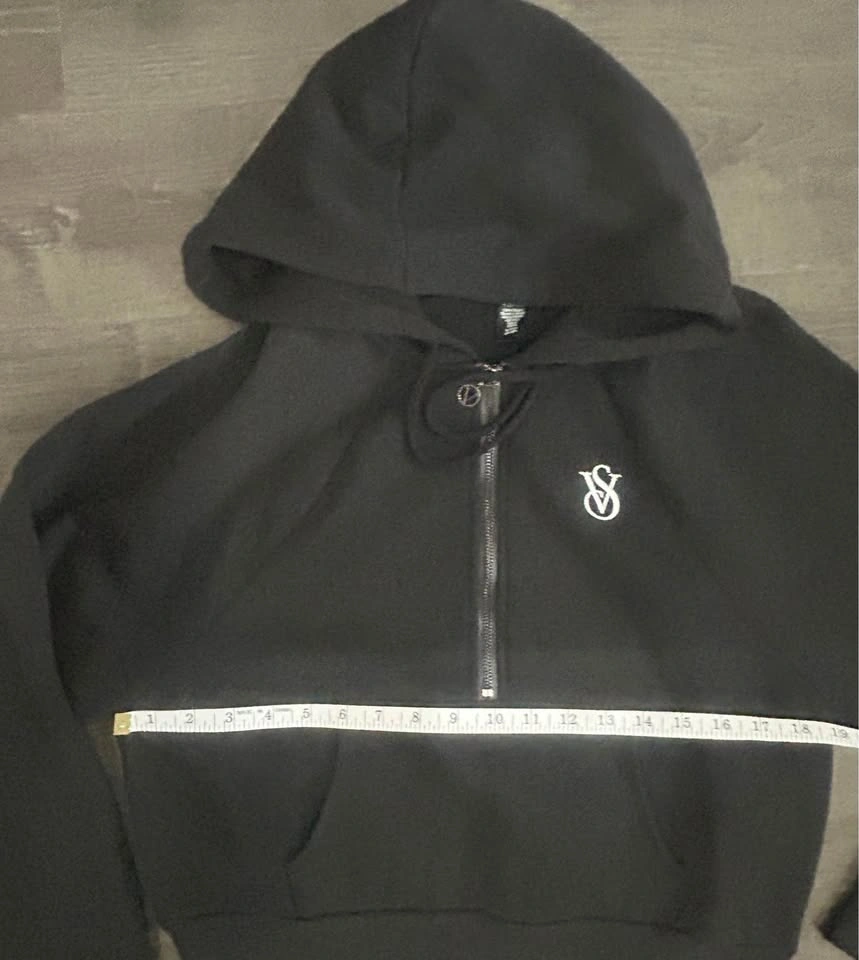 Victoria's Secret On Point Black Cropped Half-Zip Hoodie S - photo 5