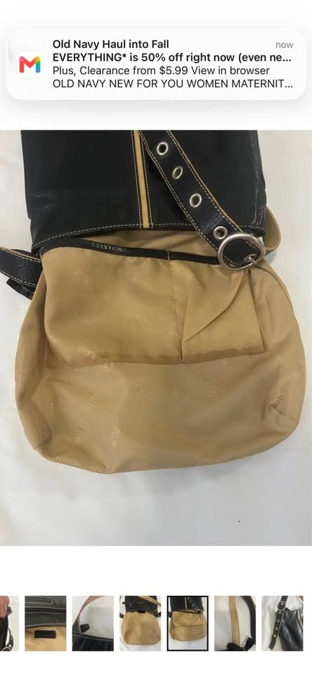 KGB Vintage Black Leather Messenger Crossbody Bag Grommet Buckle - photo 4