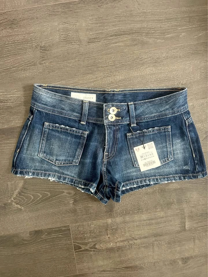 ZARA Y2K 2000s Low Rise Denim Micro Shorts Hot Pants NWT Size 4