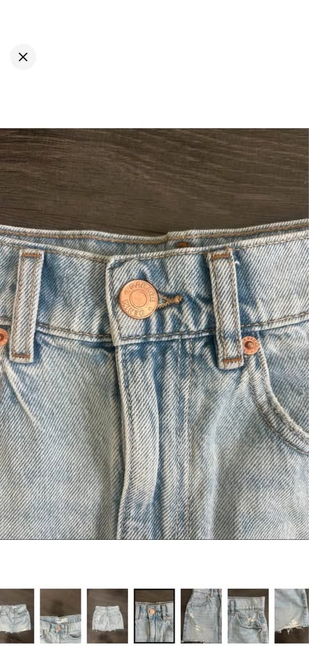 GARAGE Light Wash Distressed Denim Mini Skirt Raw Hem Y2K - photo 4
