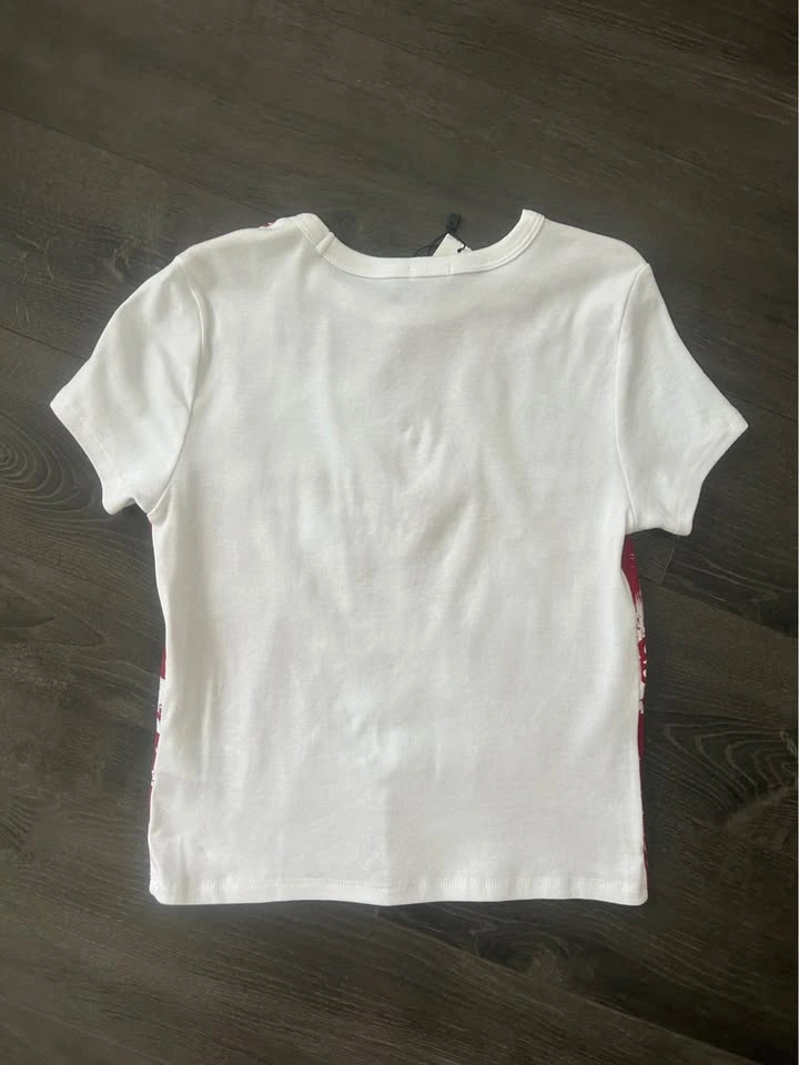 Garage NTW Red White Graphic Baby Tee Crop Top Size S - photo 3