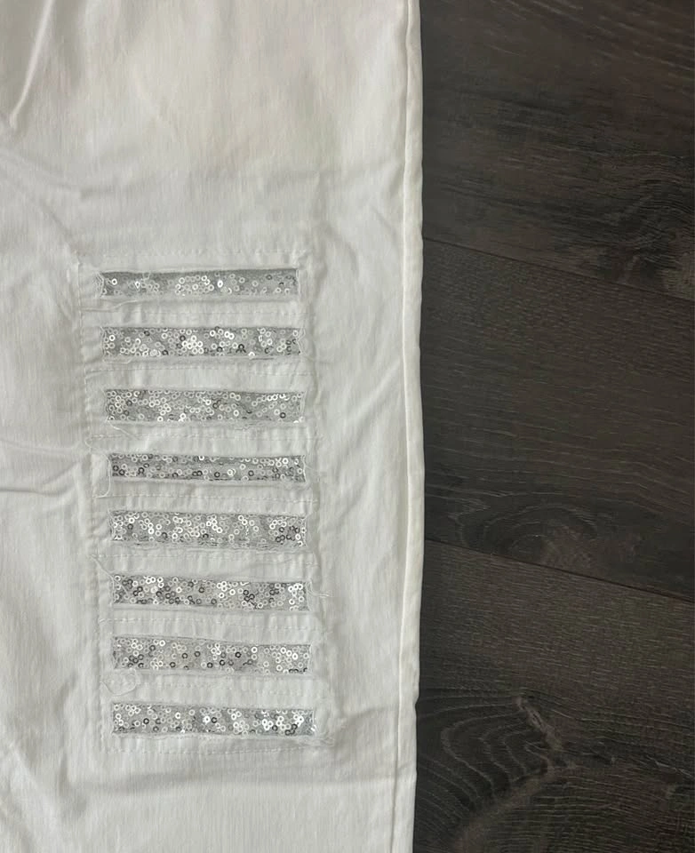 Made in Italy White Sequin Patch Joggers Size M/L - photo 4