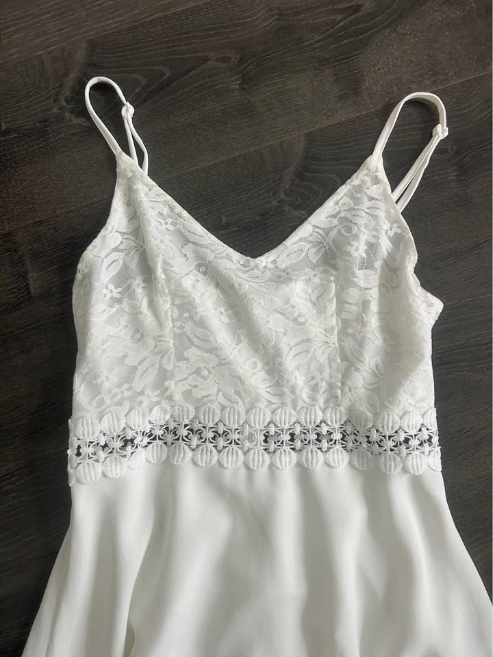 SHEIN White Lace Bodice Crochet Waist Cami Mini Sundress S - photo 3