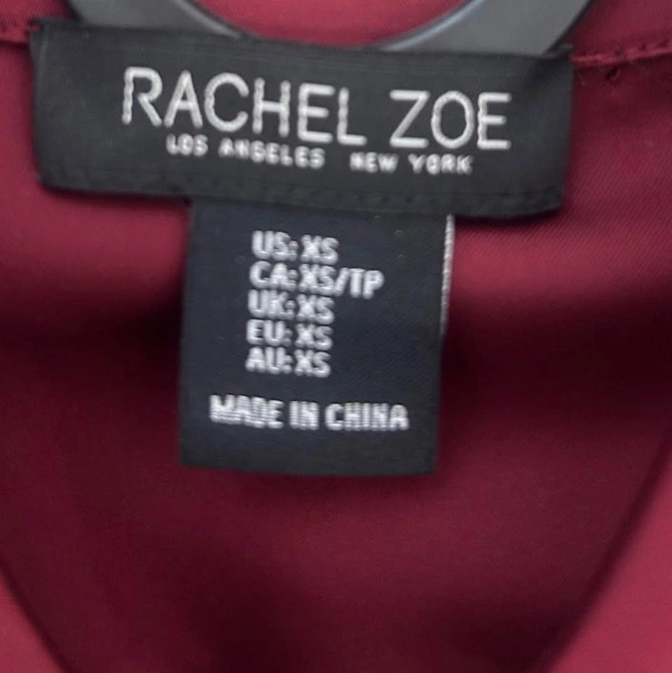 Rachel Zoe Burgundy Satin Twist Front Long Sleeve Blouse Top - photo 4