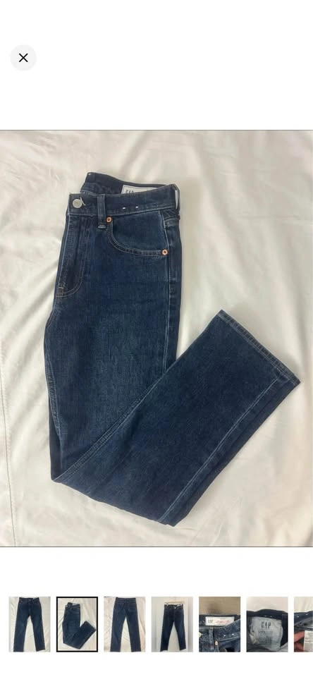 GAP 90s Straight High Rise Dark Wash Jeans Size 26 / 2P Petite - photo 3