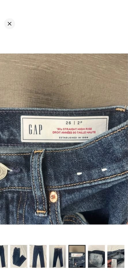 GAP 90s Straight High Rise Dark Wash Jeans Size 26 / 2P Petite - photo 4