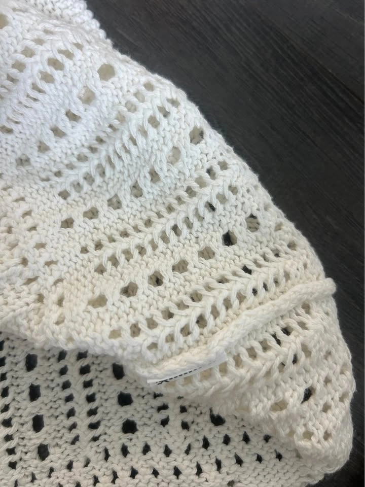 Streetwear Society Off White Crochet Knit V Neck Cami Crop - photo 4