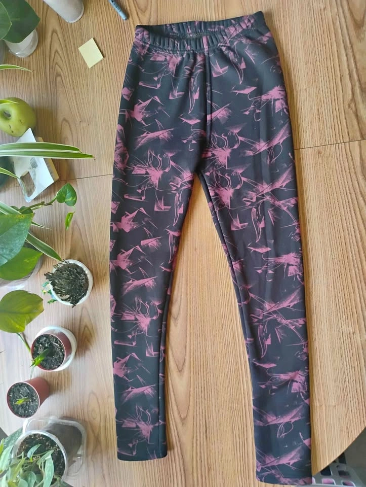 Just Cozy Fuzzy Lined 8-Way Stretch Leggings Black/Purple XS