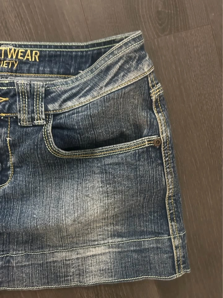 Streetwear Society Micro Denim Mini Skirt Y2K Grunge Size 3 - photo 4