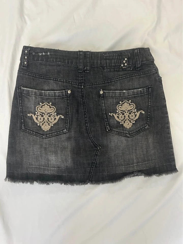 Mango Vintage Embroidered Y2K Denim Mini Skirt /Size 4 - photo 2