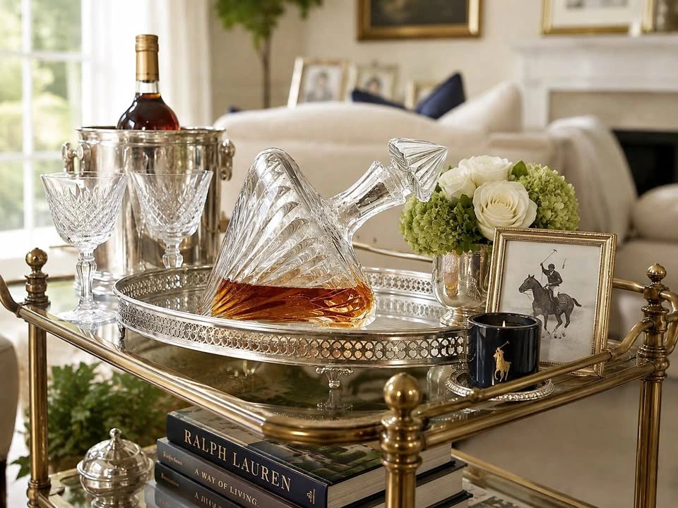 Liquor Decanter Vintage Shannon Irish Crystal Tilted Decanter