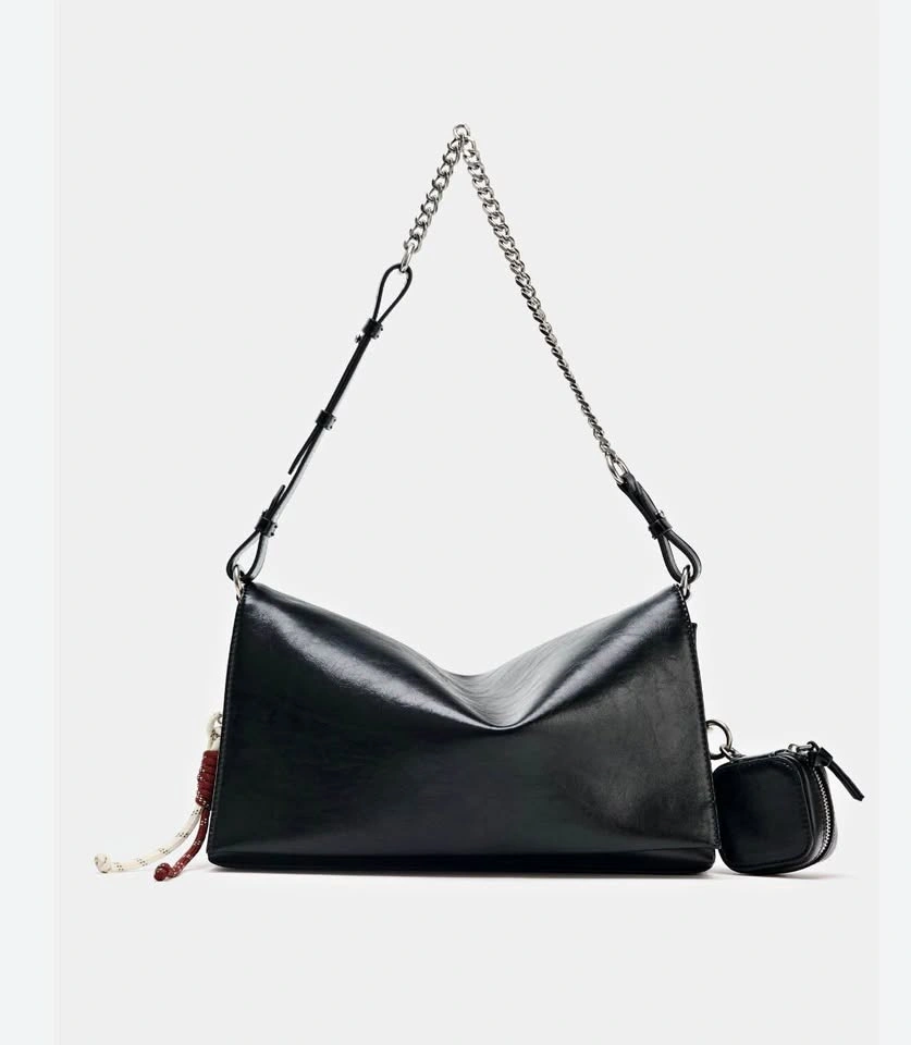 Zara Black Shoulder Bag with many charms
