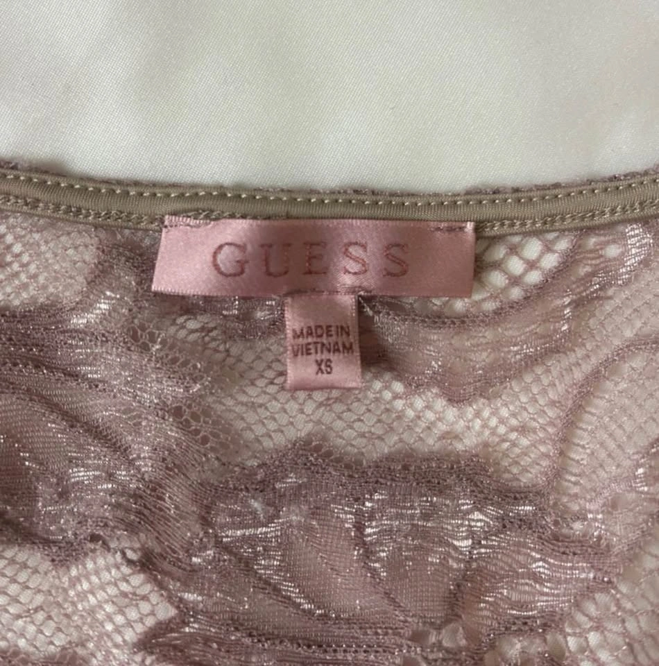 GUESS Dusty Rose Floral Lace Long Sleeve Top - Size XS - photo 3