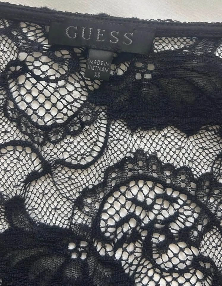 GUESS Black Floral Lace Long Sleeve Top - Size XS - photo 3