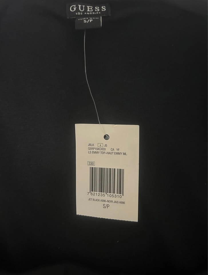 NWT GUESS Black Emmy Sweetheart Long Sleeve Top / Size Small - photo 4