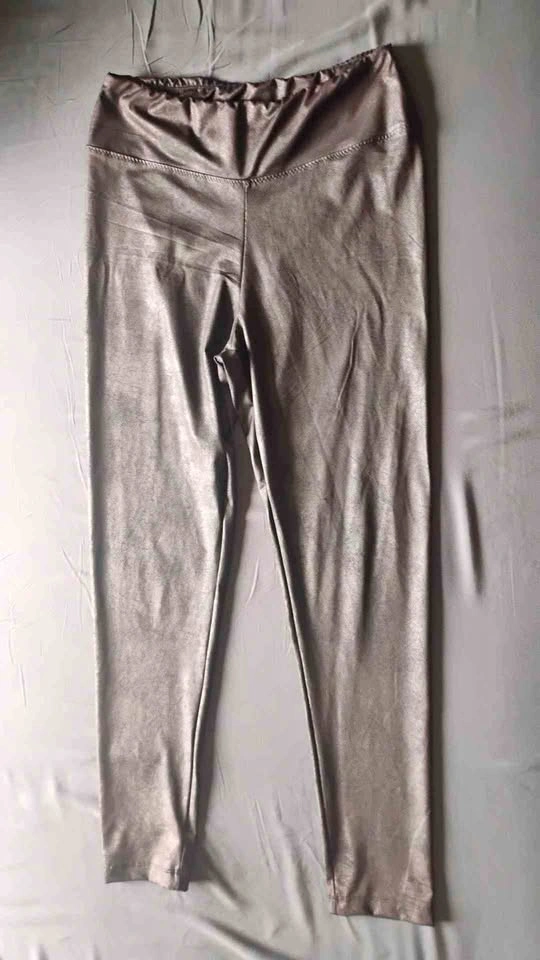 High-Waisted Faux Leather Leggings - Black, Size Small