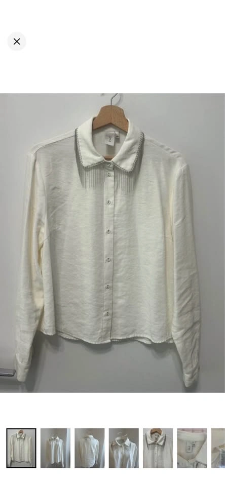 Y.A.S Ivory Fringe Rhinestone Chain Collar Blouse - Size S - photo 4