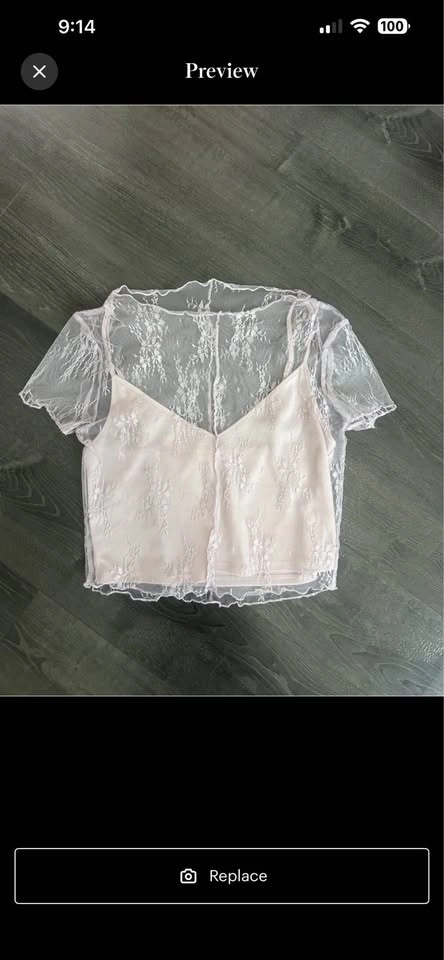 NWOT Lilac Lace Mesh Crop Top & Cami 2PC Set Y2K Cottagecore