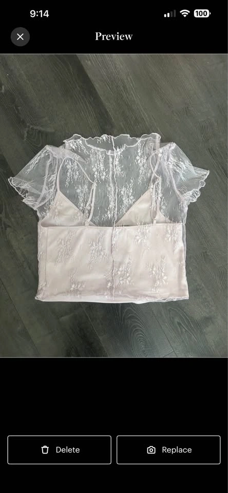 NWOT Lilac Lace Mesh Crop Top & Cami 2PC Set Y2K Cottagecore - photo 2