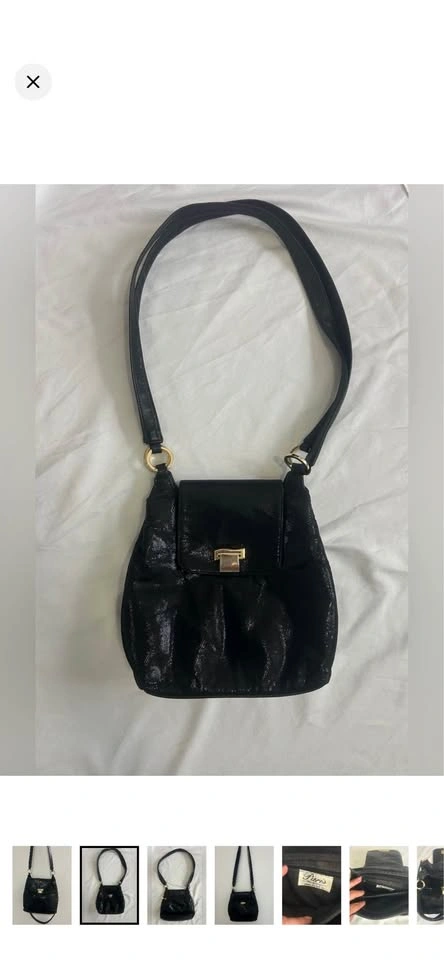 Paris Handbags Black Textured Leather Shoulder Bag Y2K Vintage