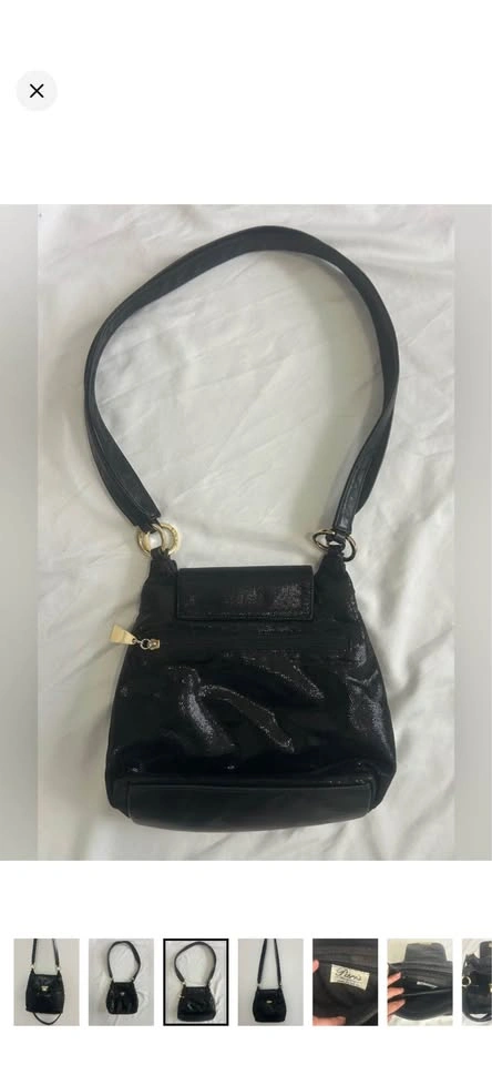 Paris Handbags Black Textured Leather Shoulder Bag Y2K Vintage - photo 2