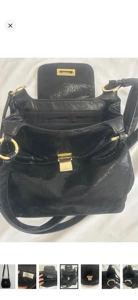 Paris Handbags Black Textured Leather Shoulder Bag Y2K Vintage - photo 3