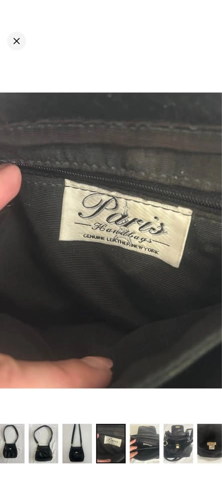 Paris Handbags Black Textured Leather Shoulder Bag Y2K Vintage - photo 4