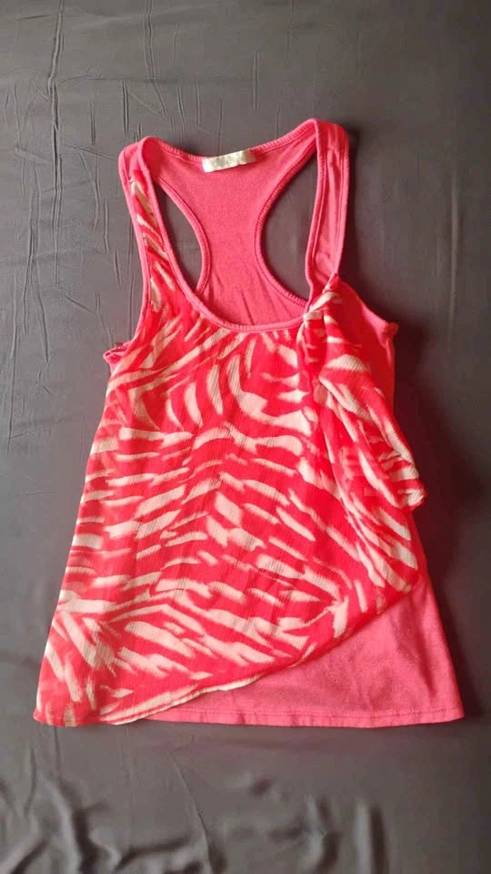 Costa Blanca Zebra-Print Layered Razorback Tank Top Pink/White