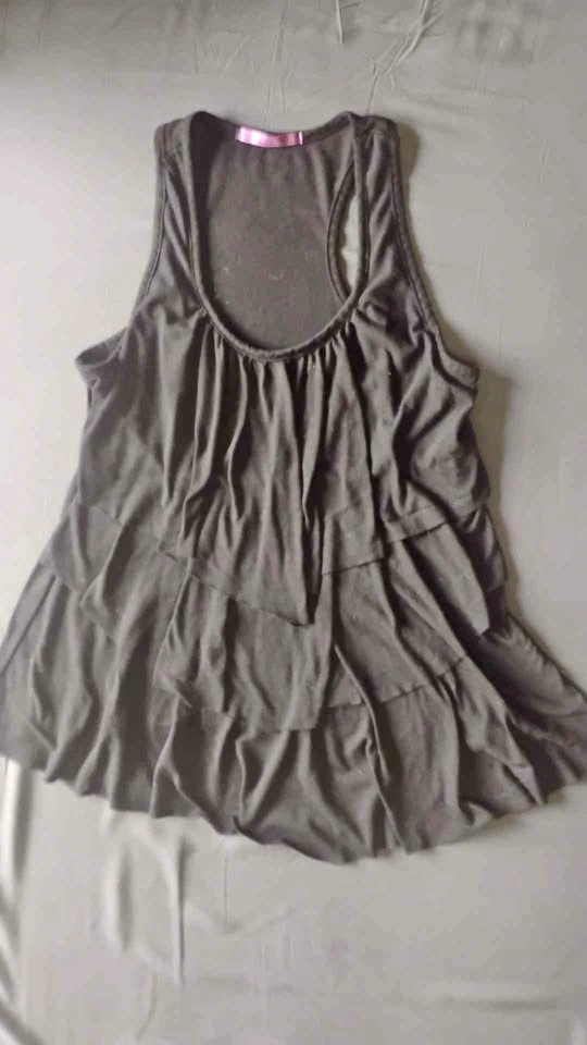 #93 Smart Set Black Tiered Ruffle Racerback Tank Top size Small