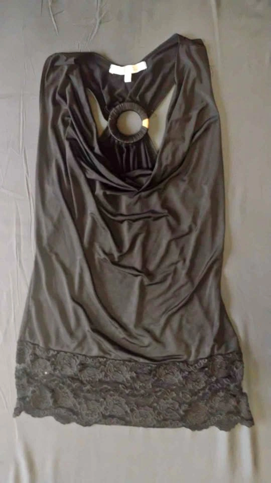 Charlotte Russe Vintage Y2K Black Cowl Neck Halter Tunic