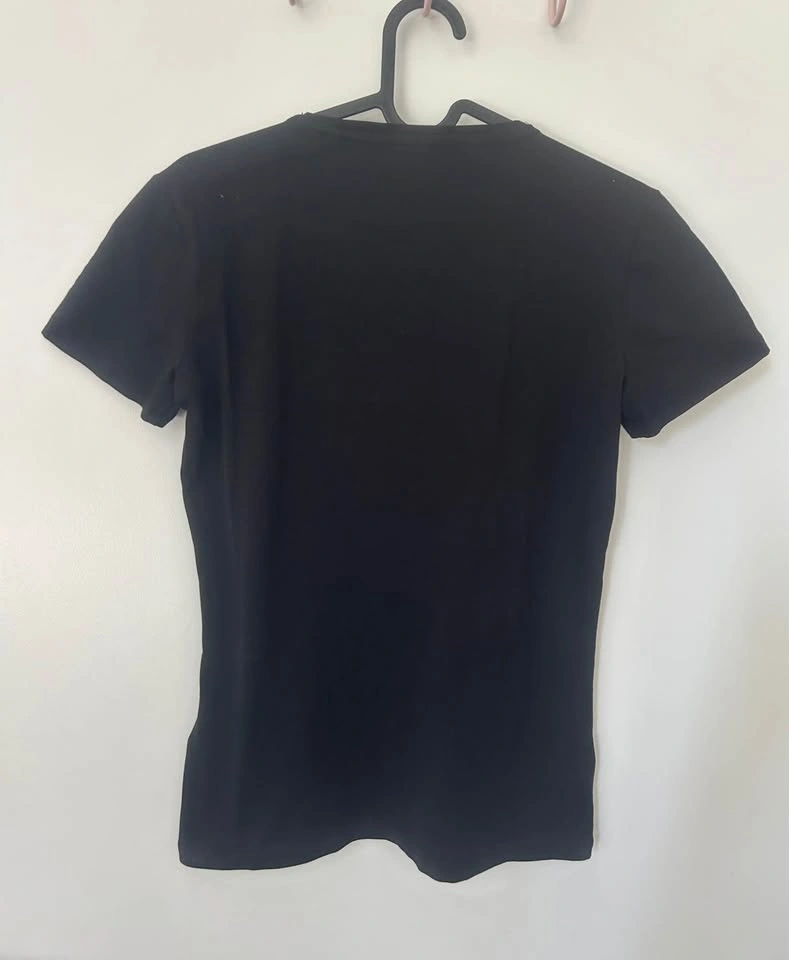 NWT GUESS Rhinestone Logo Tee Y2K Black Slim Fit Top /Size S - photo 4