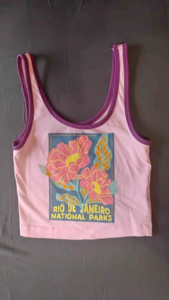 NOBO Pink Ribbed Ringer Cropped Tank Top Size Small