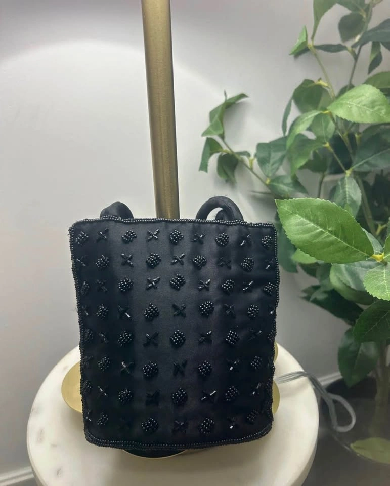 Vintage 90’s Black Satin Beaded Handbag - photo 2