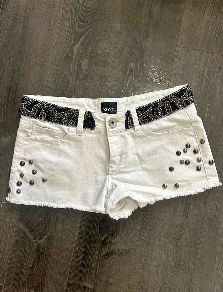 XOXO Y2K 2000s Low Rise White Denim Micro Shorts Size 6