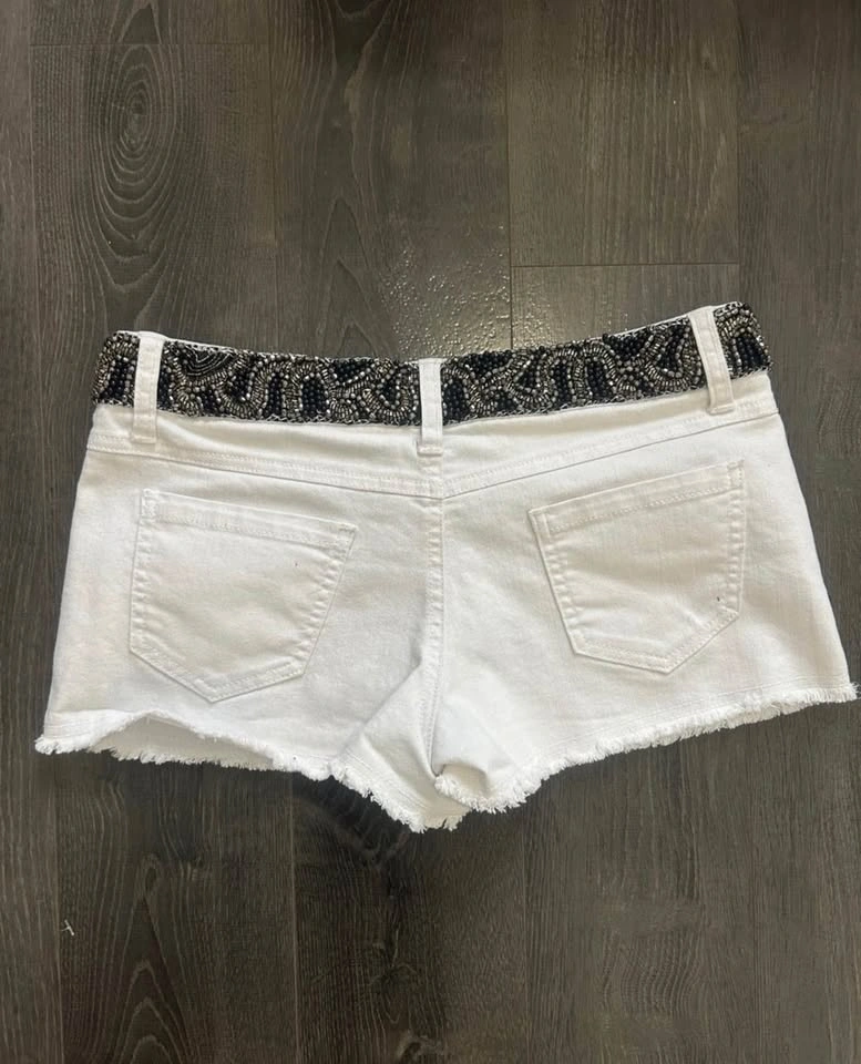 XOXO Y2K 2000s Low Rise White Denim Micro Shorts Size 6 - photo 2