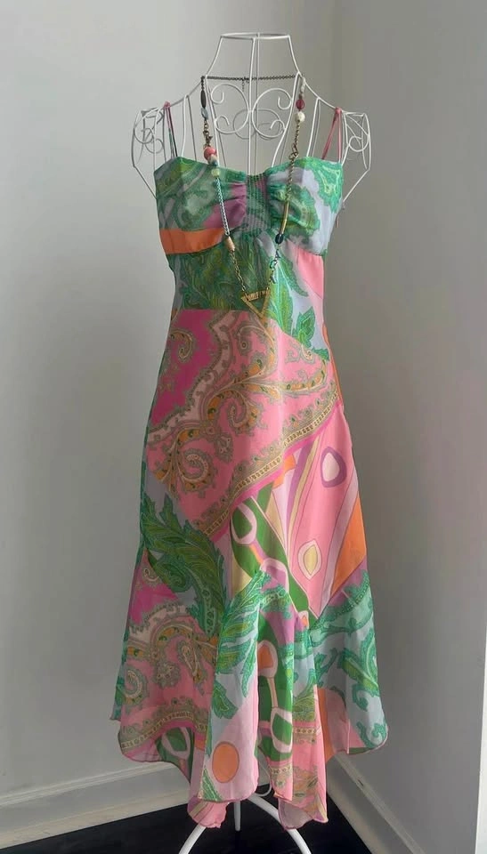Urban Outfitters Floral Asymmetric Midi Slip Dress - Small