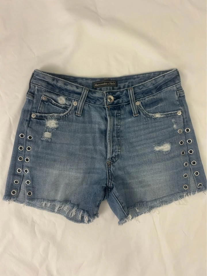 Abercrombie & Fitch Edgy Distressed Side Grommet Denim Shorts