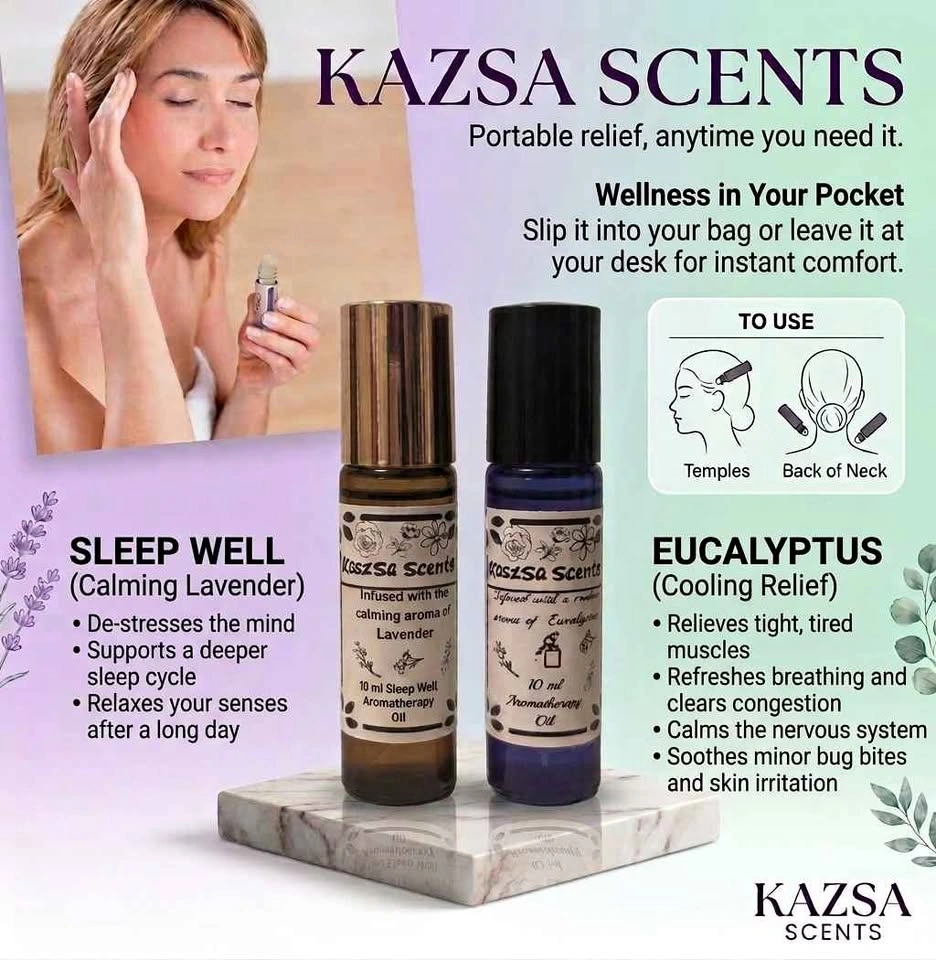 Kazsa Scents Lavender Sleep Well and Eucalyptus Oil Roll-ons