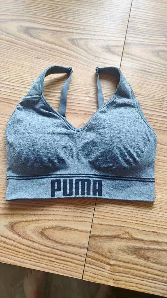 Puma Grey Women's Seamless Convertible Sports Bra - Medium