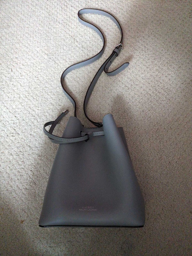 Like New Grey Ralph Lauren Grey Bucket Bag