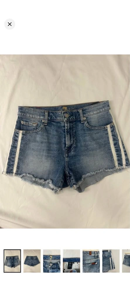 7 For All Mankind Denim Shorts /26 White Side Stripe Y2K