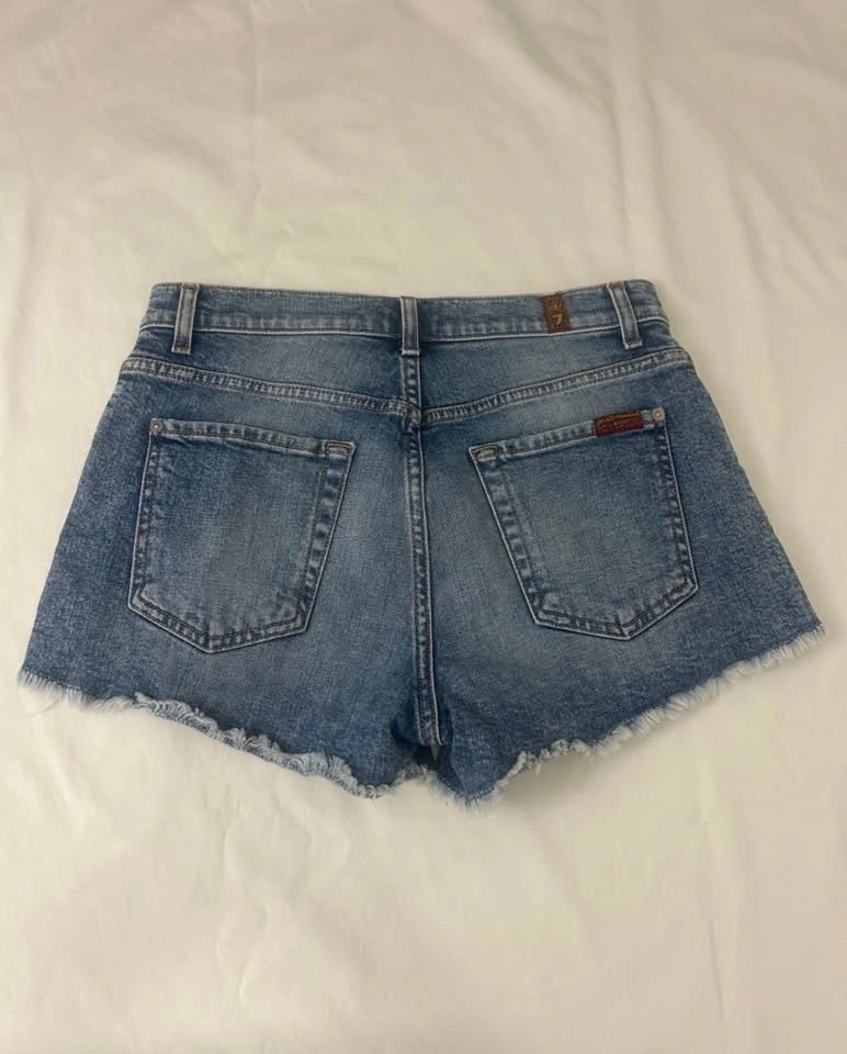 7 For All Mankind Denim Shorts /26 White Side Stripe Y2K - photo 2